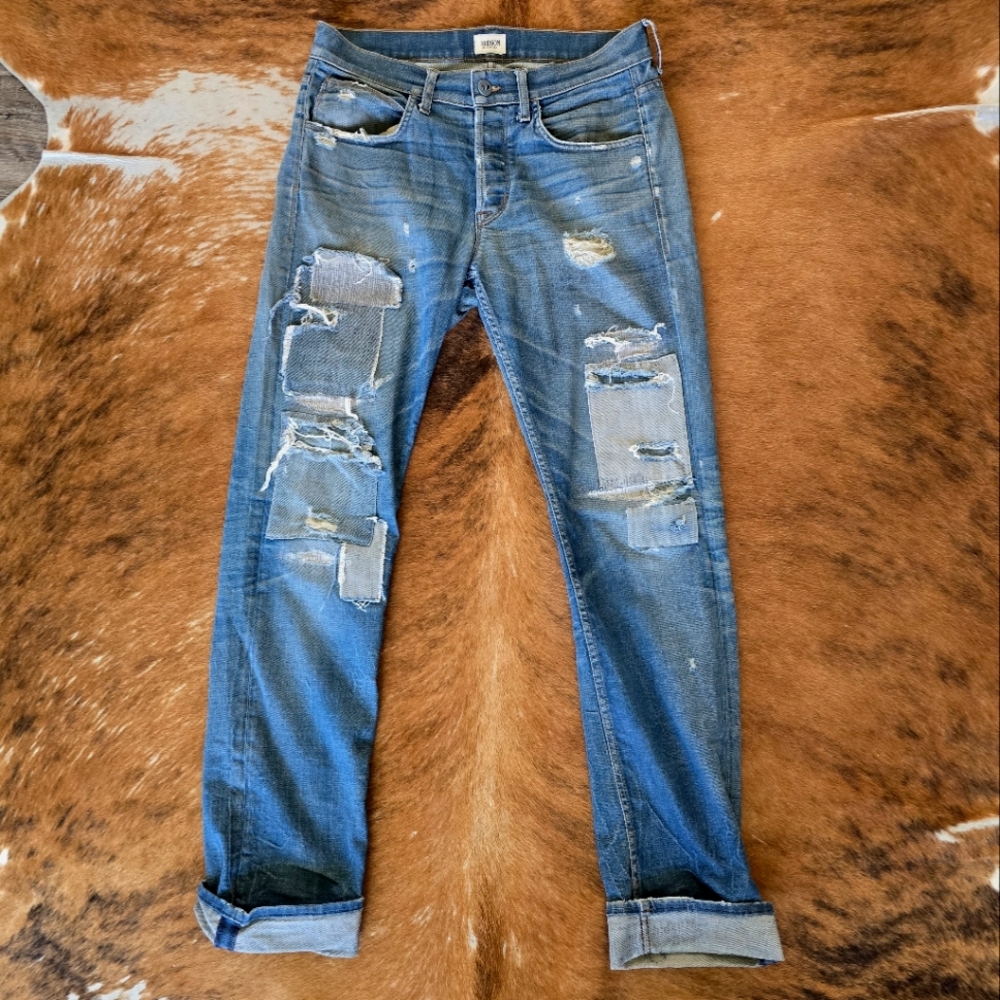 OOAK Hudson Upcycled Distressed and Patched Jeans
